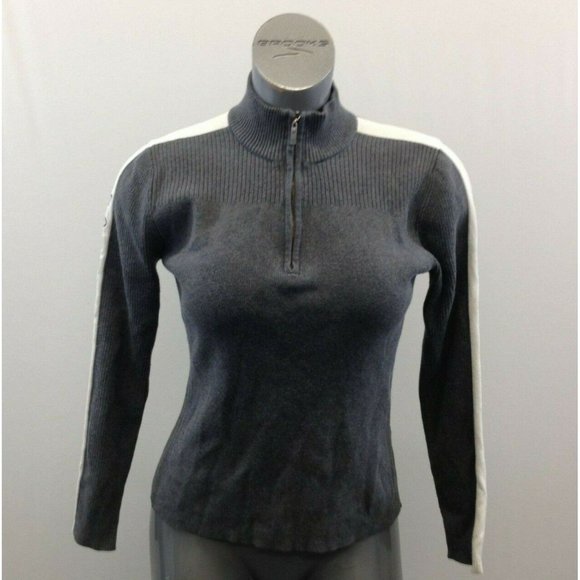 Tommy Hilfiger Full Zip Mock Neck Sweater Women's Size Large Gray Long Sleeve - Picture 1 of 6